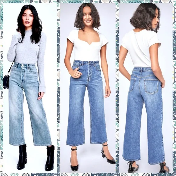 Free People Jeans Free People Wales Wide Leg Crop Jeans In Indigo Poshmark